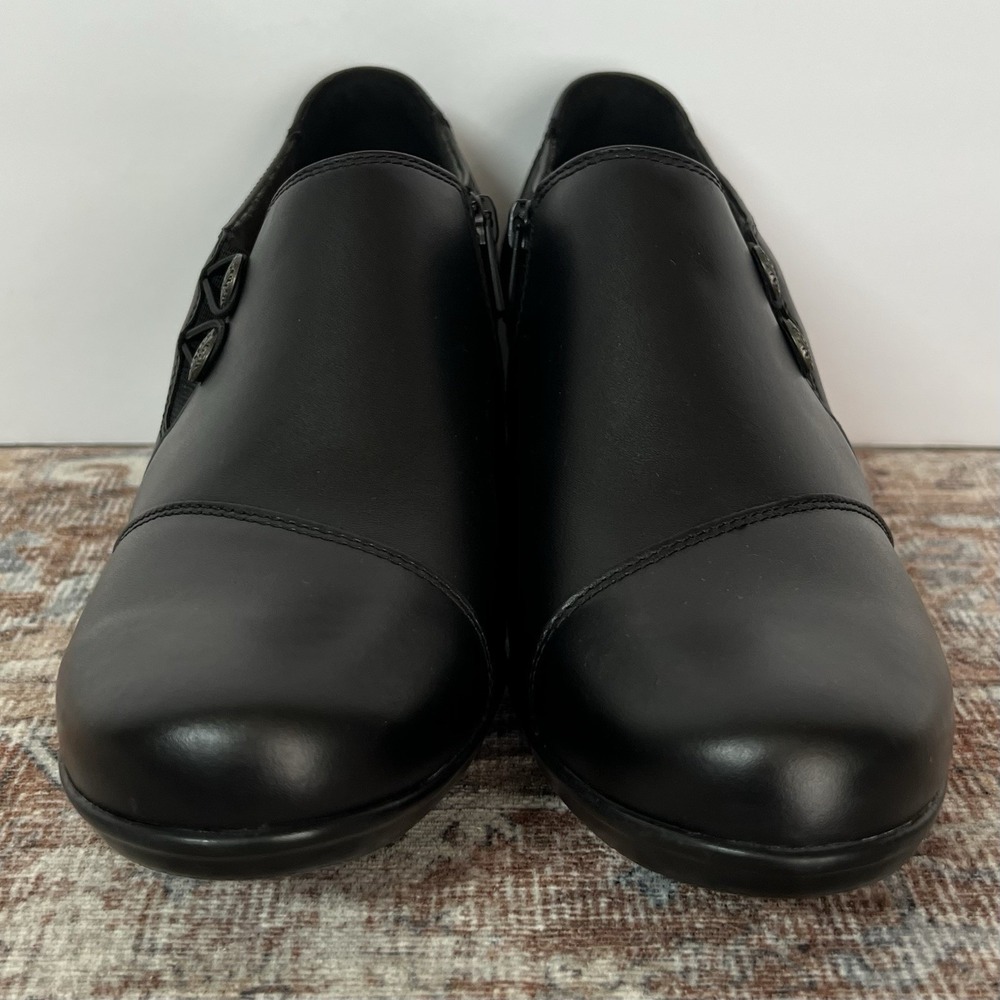 Clarks Emslie Warrens Loafer‎ Shoes Womens 11M Black Leather Ortholite Comfort - Picture 2 of 10